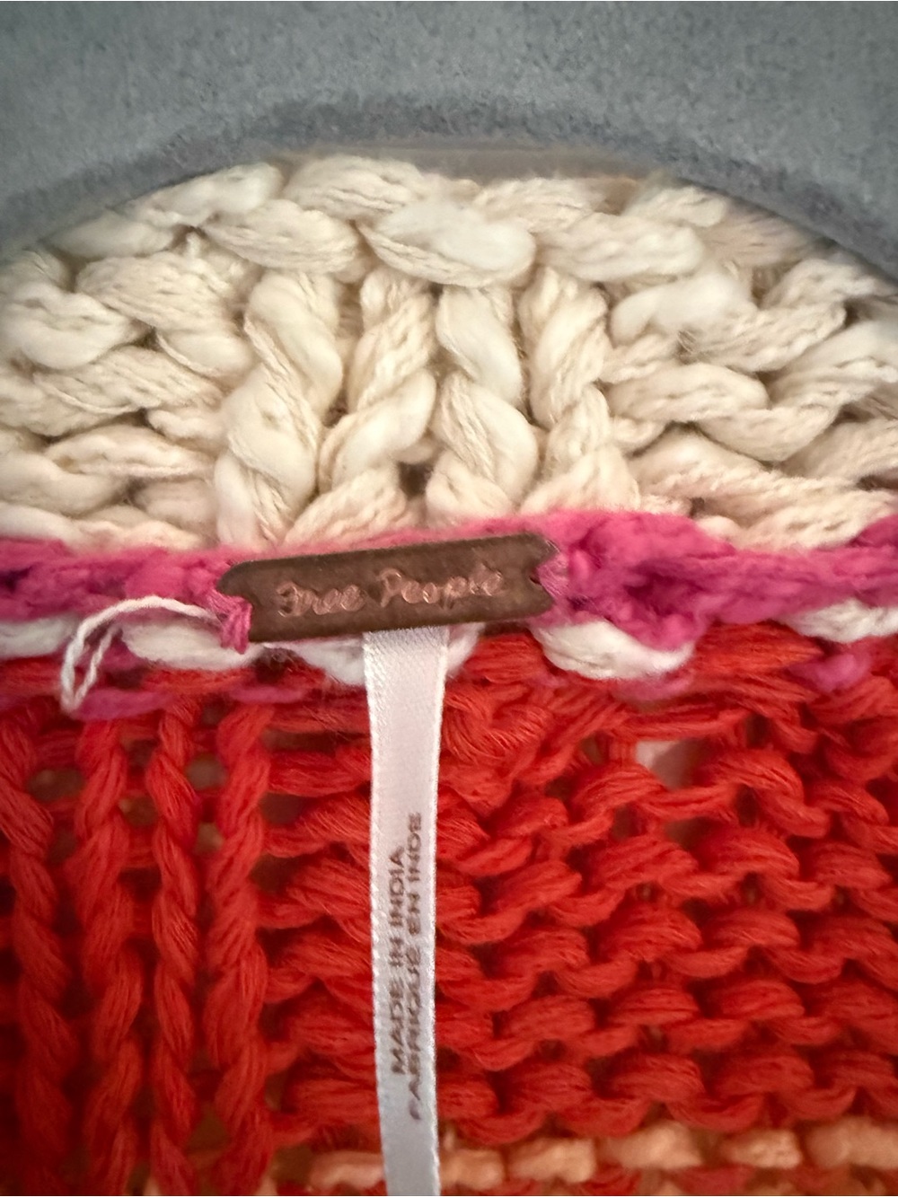 FREE PEOPLE Handcrafted Multi-Color Crochet Patch Cardigan Sweater - Cream Base - Picture 3 of 4